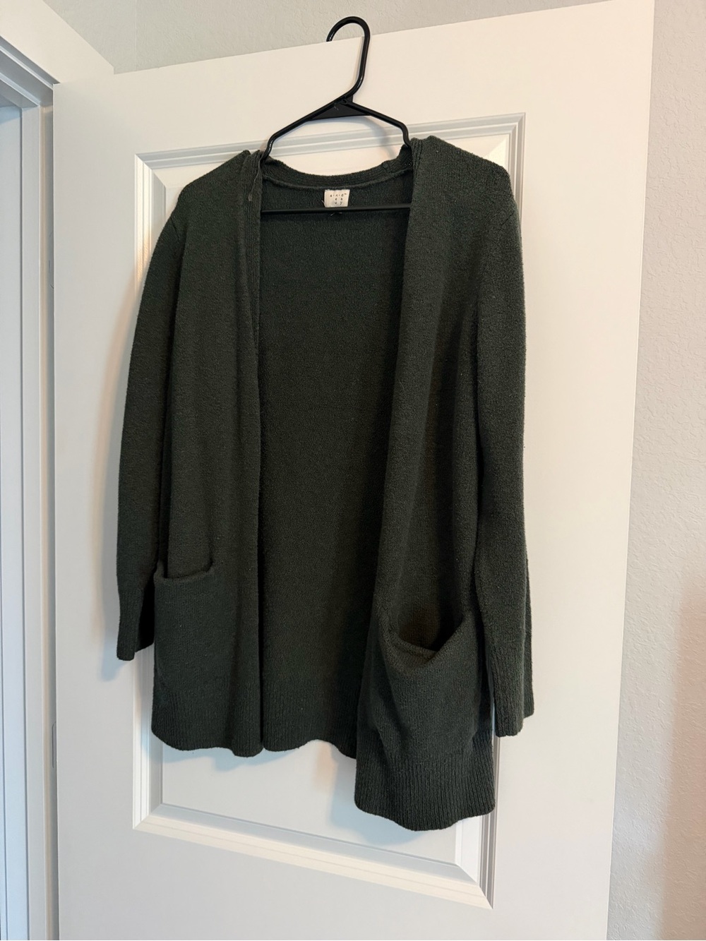 Cozy Open-Front Hooded Cardigan Sweater - Dark Green